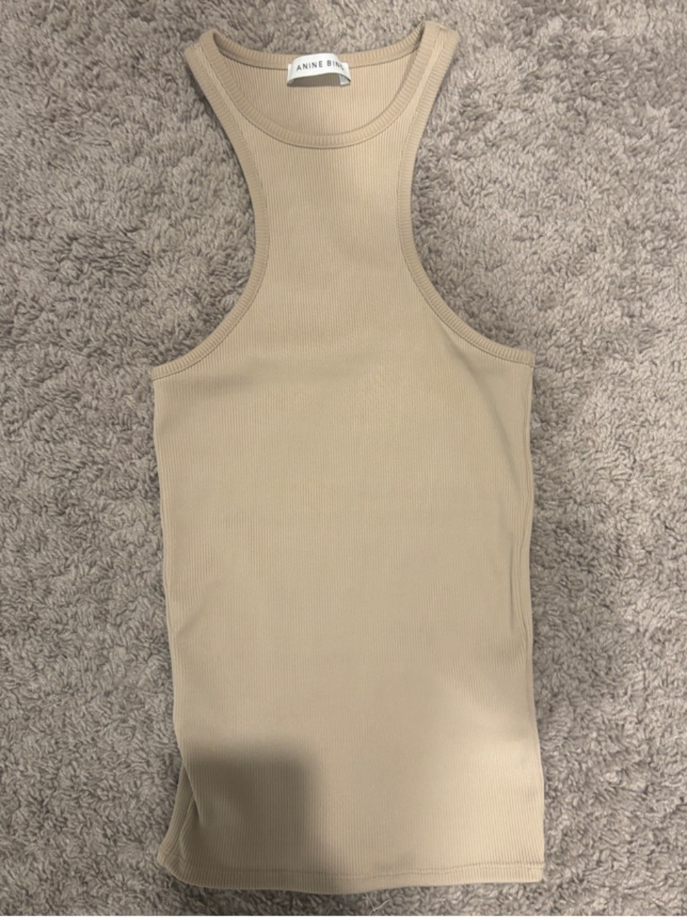 Anine Bing Beige Ribbed Tank Top